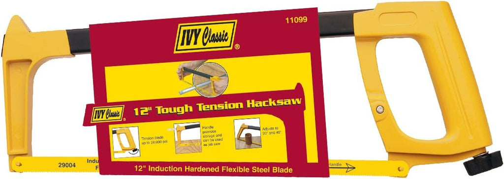 IVY Classic 11099 12" Tough-Tension Hacksaw – High-Tension Frame, Adjustable Cutting Angles & Blade Storage