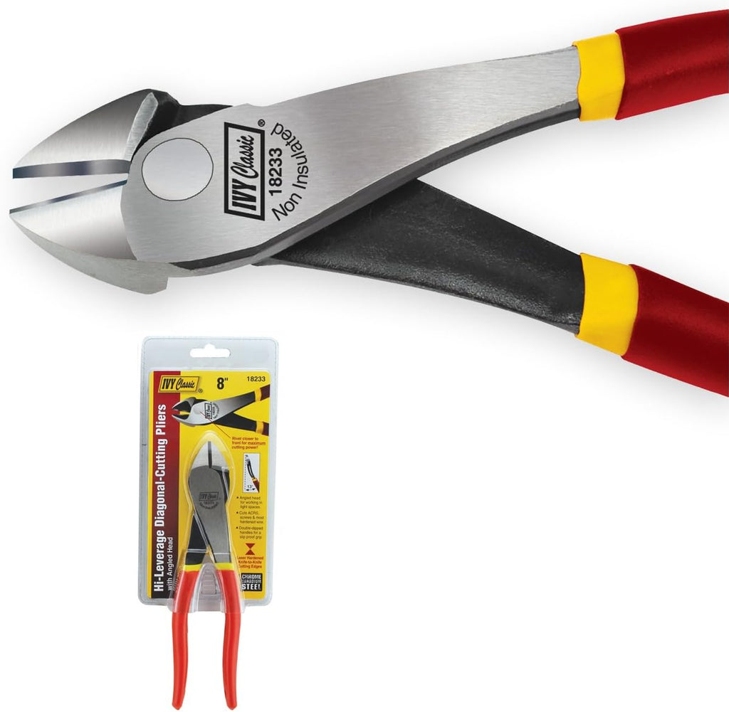 Ivy Classic 8" High-Leverage Diagonal Cutting Pliers – Heavy-Duty Chrome Vanadium Steel, Precision Blades