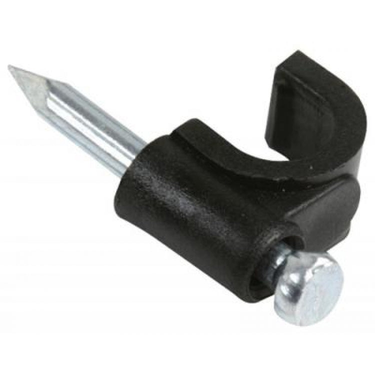 Steren Single RG59 Cable Mounting Clip Black - 100 Per bag | Professional Installations & Networking