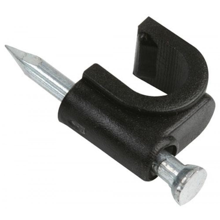Steren Single RG6 Cable Mounting Clip - 10 Pack Black | Professional Electronics & Networking Accessory