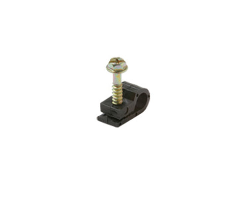 Steren Single Coaxial "Grip-Clip" Cable Clip with Screws - Black 200 per bag
