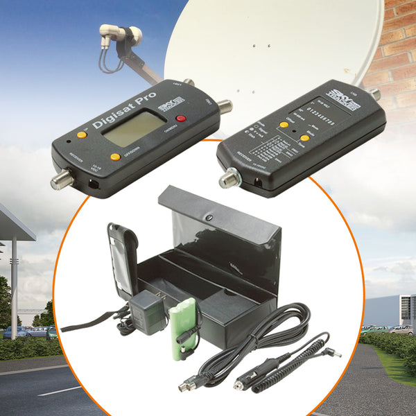 SkyTracker Pro-II Satellite Meter – Dual LNB Signal Tester with LCD Display & Rechargeable Battery