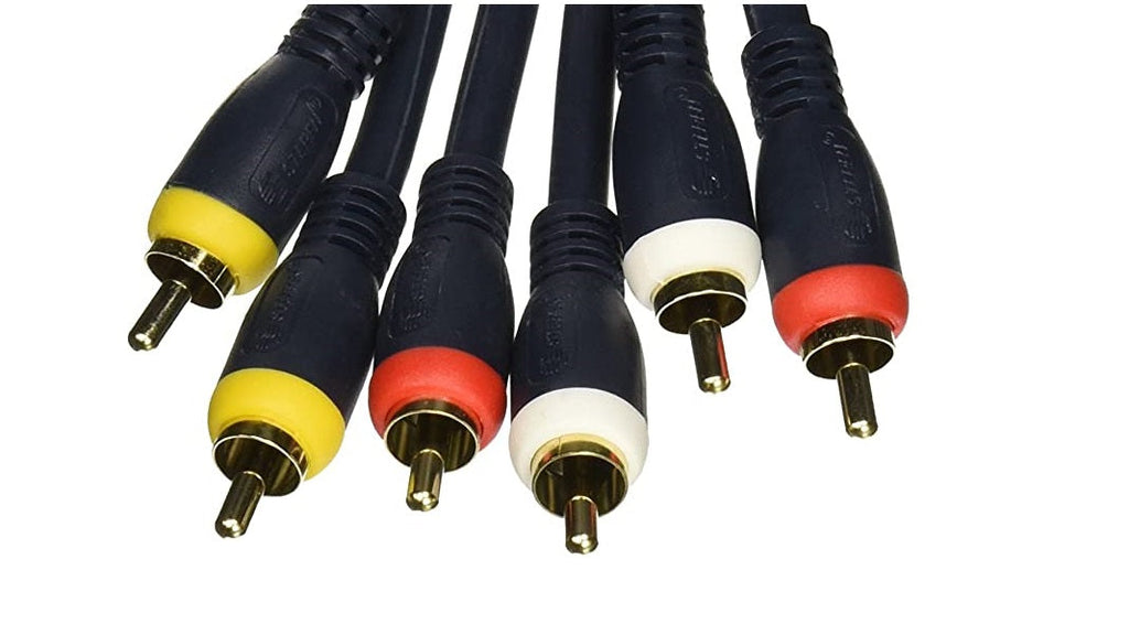 LOT OF 6 Steren 100ft 3-RCA High-Quality Stereo Audio Cable - Red/White/Yellow - 6 TOTAL UNITS