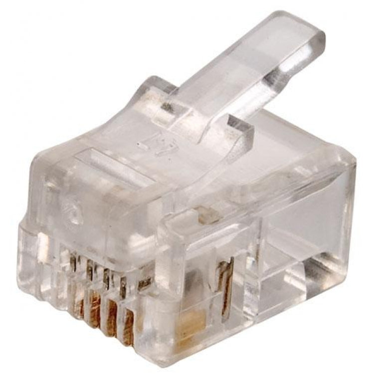 Steren Modular Plug 4C 6x4 RJ11 Flat Stranded - High-Impact Polycarbonate Telephone Plugs - 100 Pack