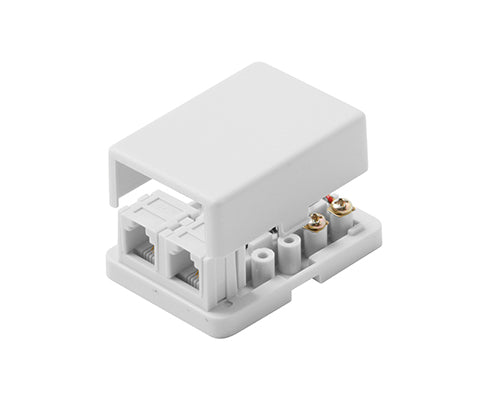 Steren Telephone 4C Dual Surface Jack, White - Seamless Phone Connectivity Solution - UL Listed