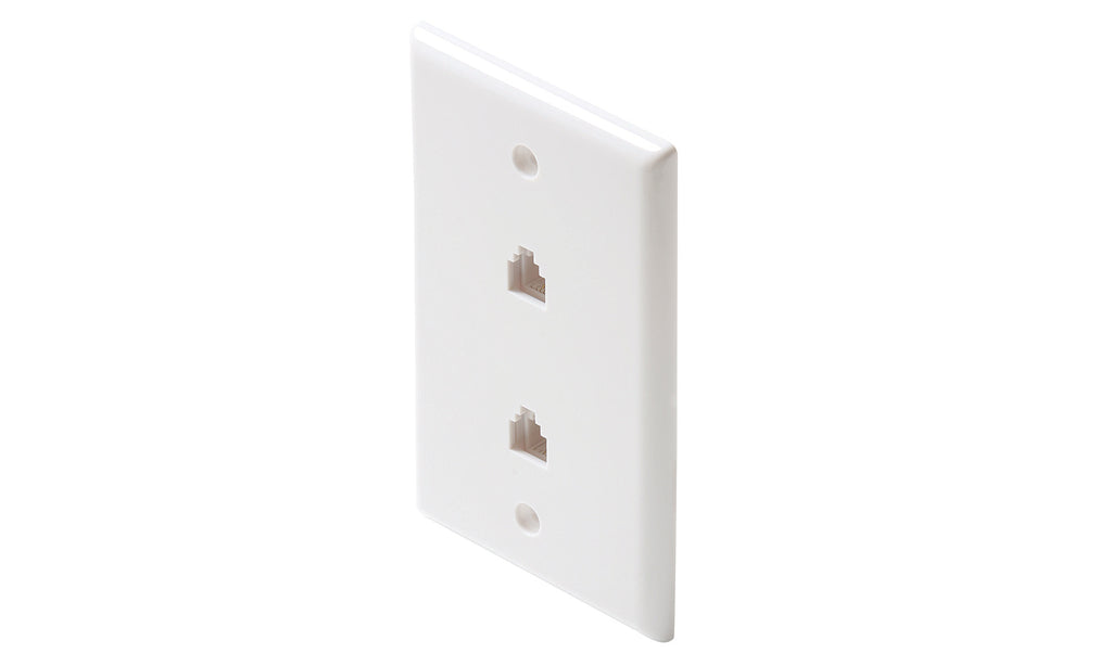 Steren Telephone 4C Looped Dual Jack Wall Plate White | Professional Electronics & Networking Accessory