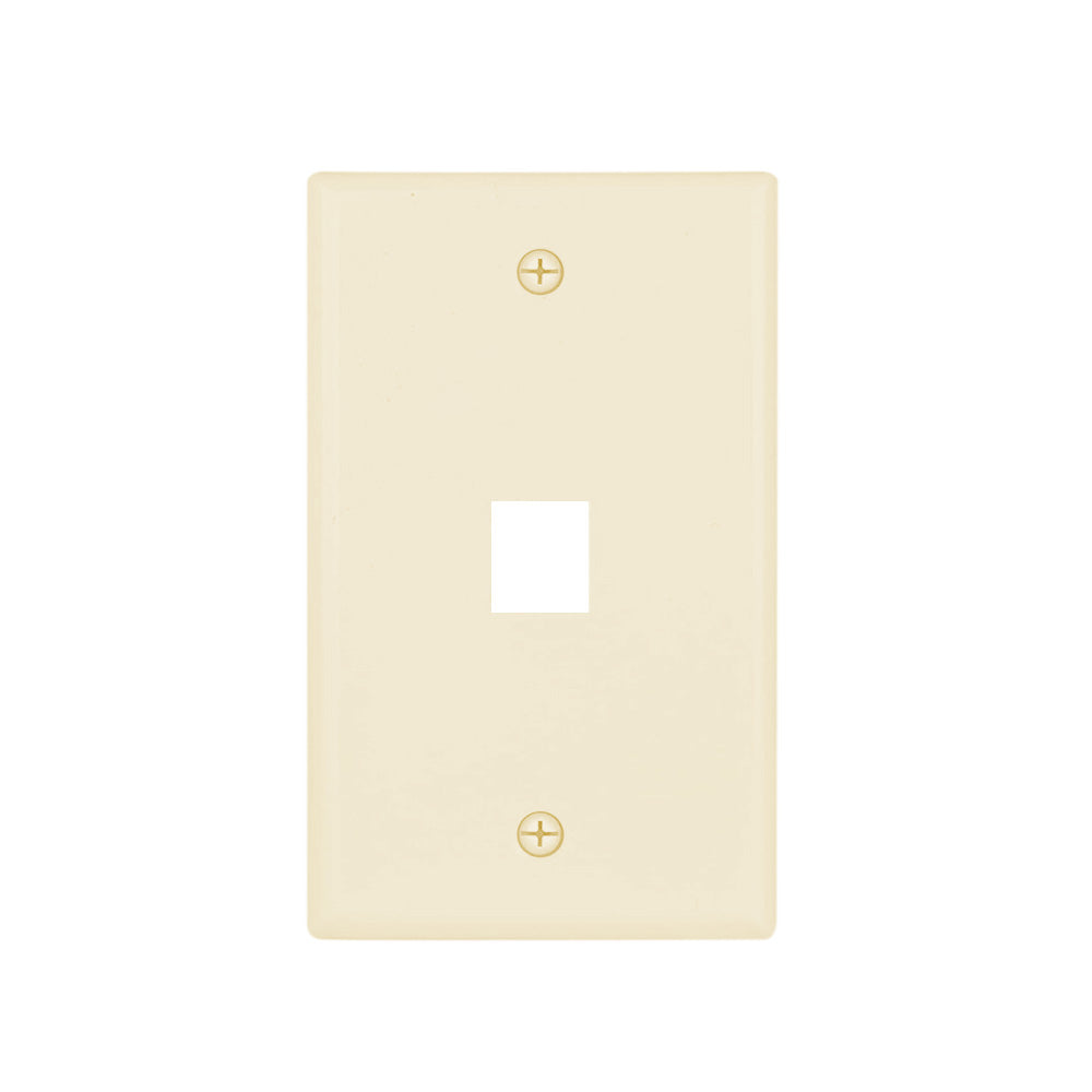 Steren Keystone 1-Cavity Wall Plate Ivory - High-Impact ABS Flush Mount, 1-Port