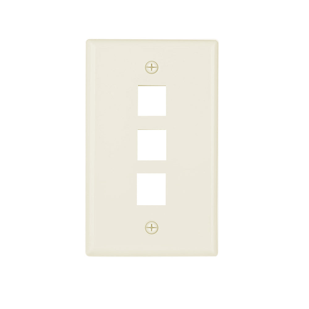 Steren 3-Cav Light Almond Keystone Plate - UL Listed | Professional Electronics & Networking Accessory