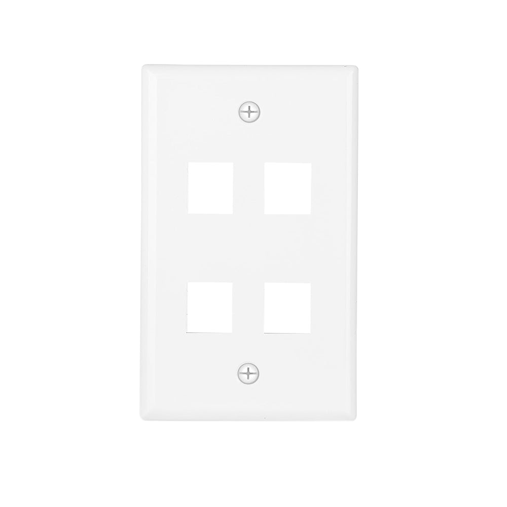 Steren Keystone 4-Cavity Wall Plate UL Listed - White