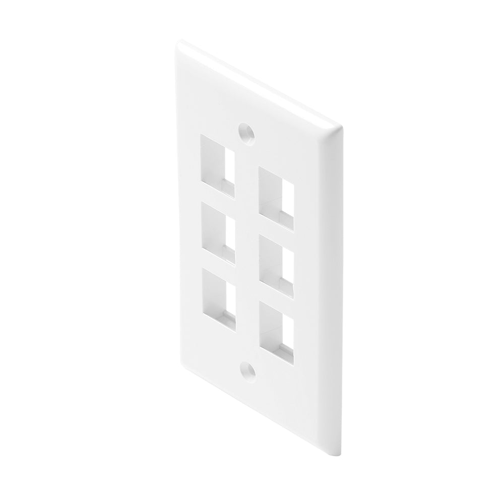 Steren Keystone 6-Cavity Wall Plate UL Listed - White