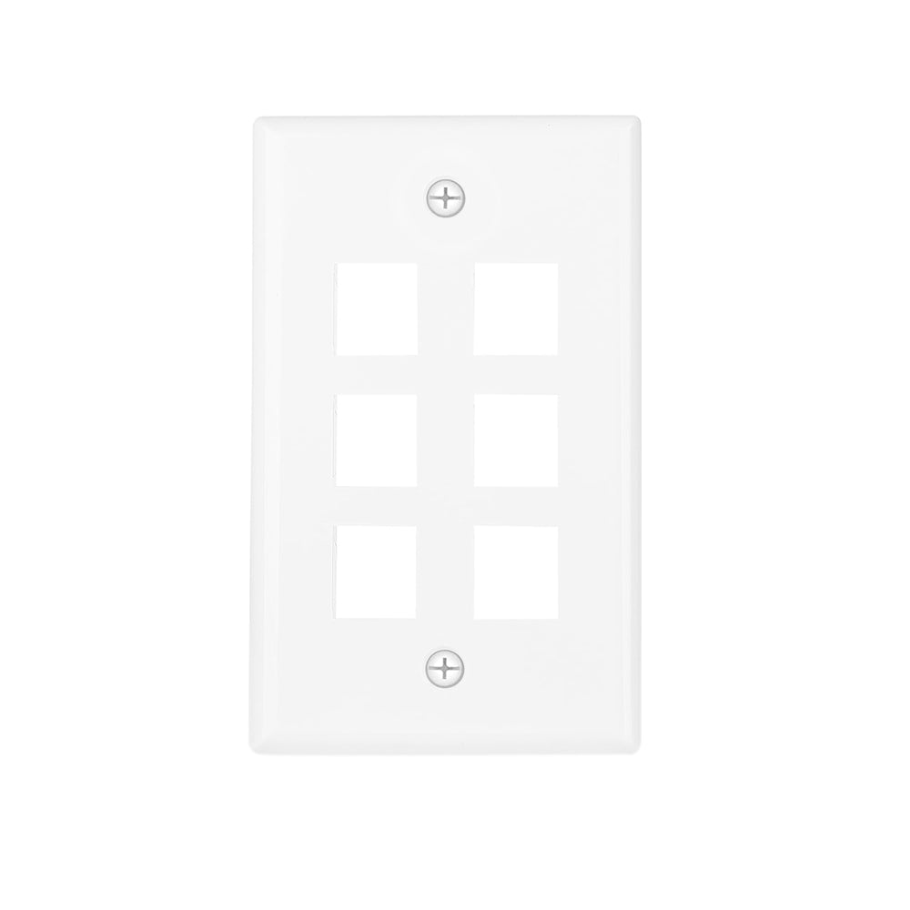 Steren Keystone 6-Cavity Wall Plate UL Listed - White