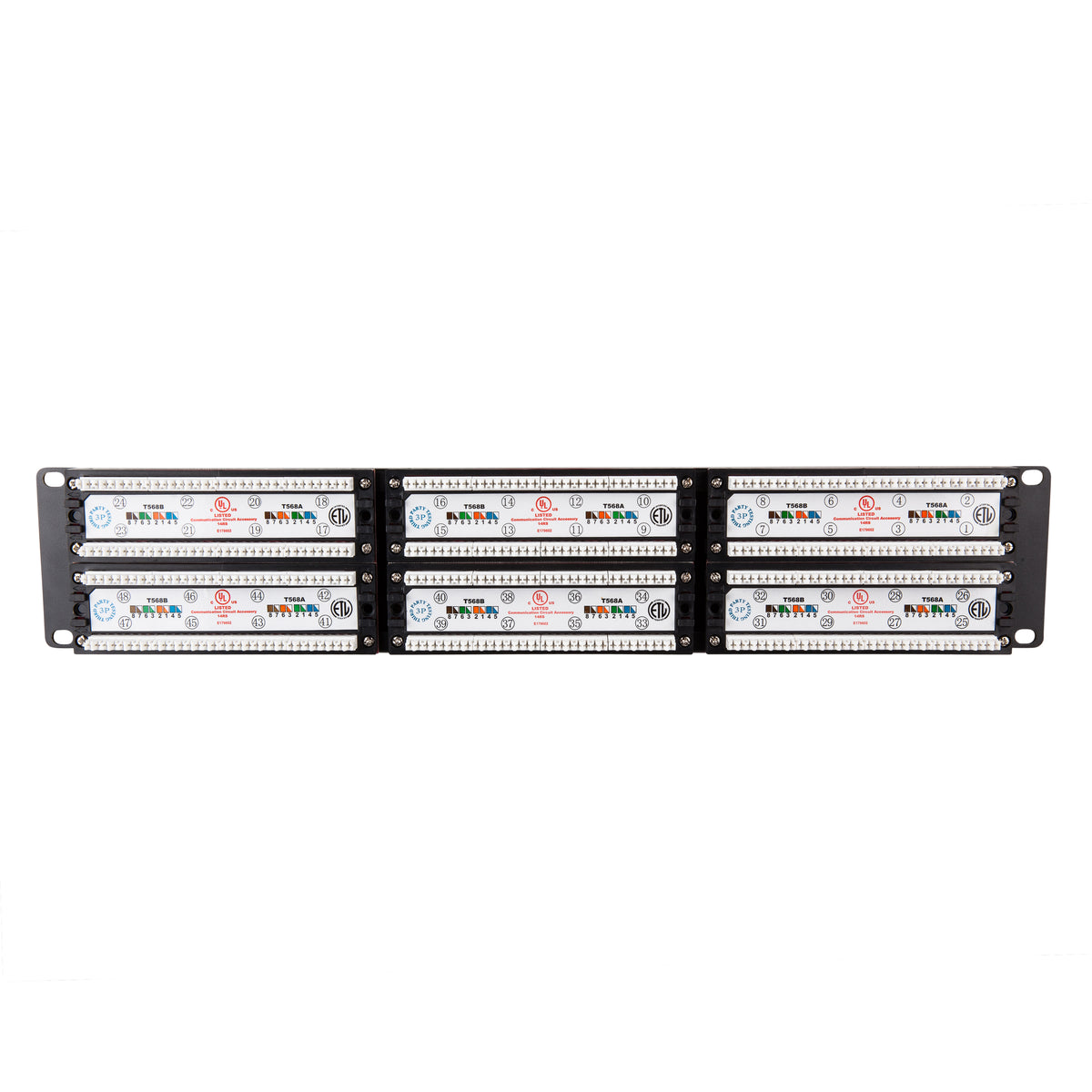 Steren 48-Port Cat6 Gigabit Patch Panel – Rack Mount, 350MHz, UL Liste