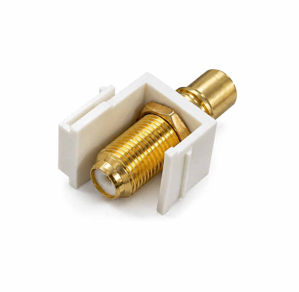 Steren Keystone RCA Jack to F Jack Adapter White | Professional Electronics & Networking Accessory