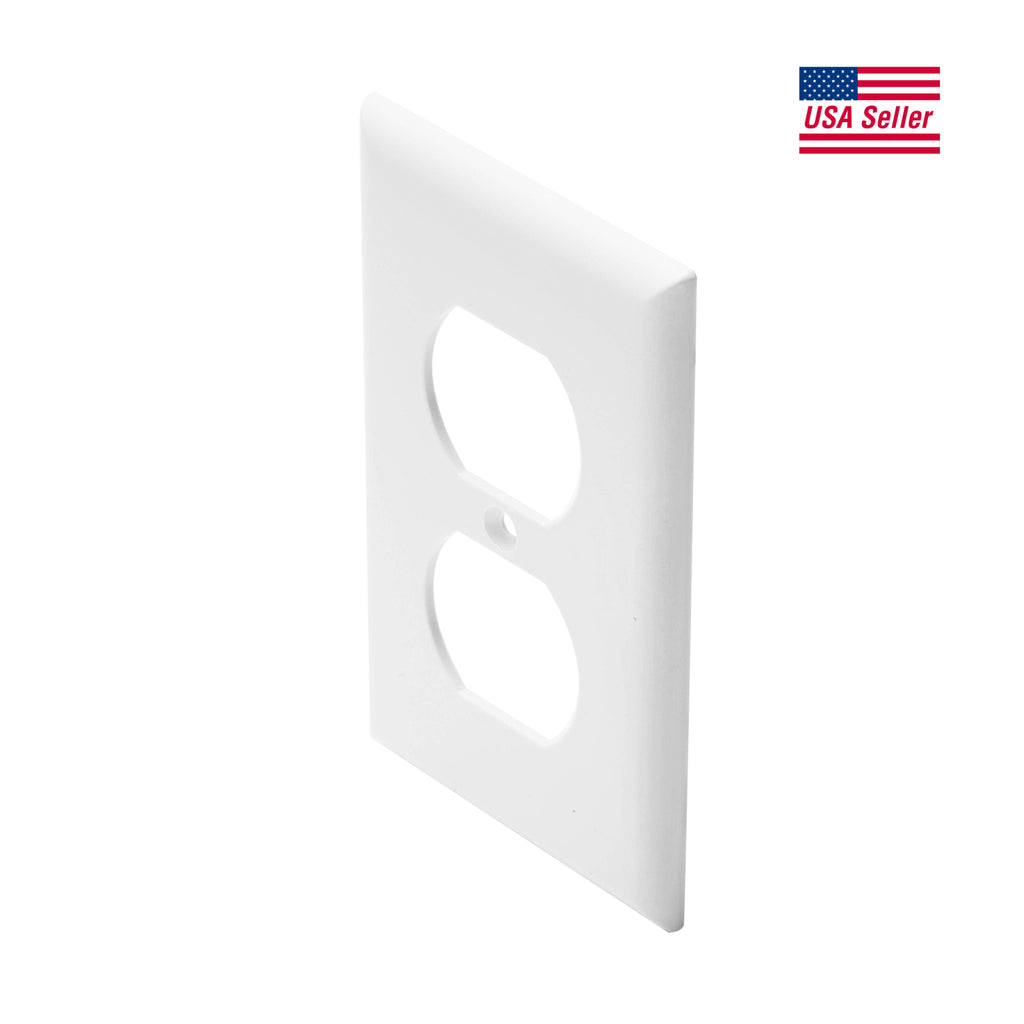 Steren 1-Gang Duplex Receptacle Wall Plate, White | Professional Electronics & Networking Accessory
