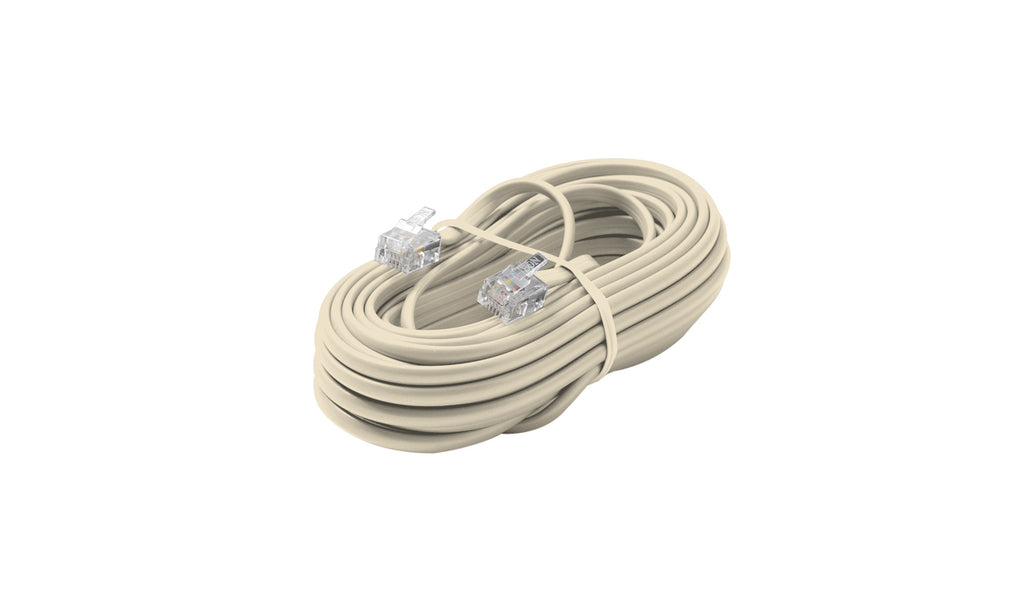 Steren 50ft 6C Modular Flat Telephone Line Cord - RJ12 - Ivory