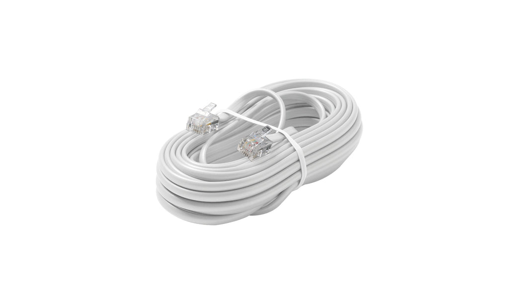 Steren 50ft 6C Modular Flat Telephone Line Cord - RJ12 - White