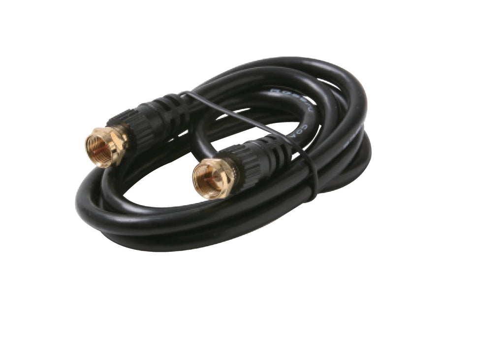 Steren 12ft RG59 Coaxial Cable with F Connectors for Cable and Satellite - Black