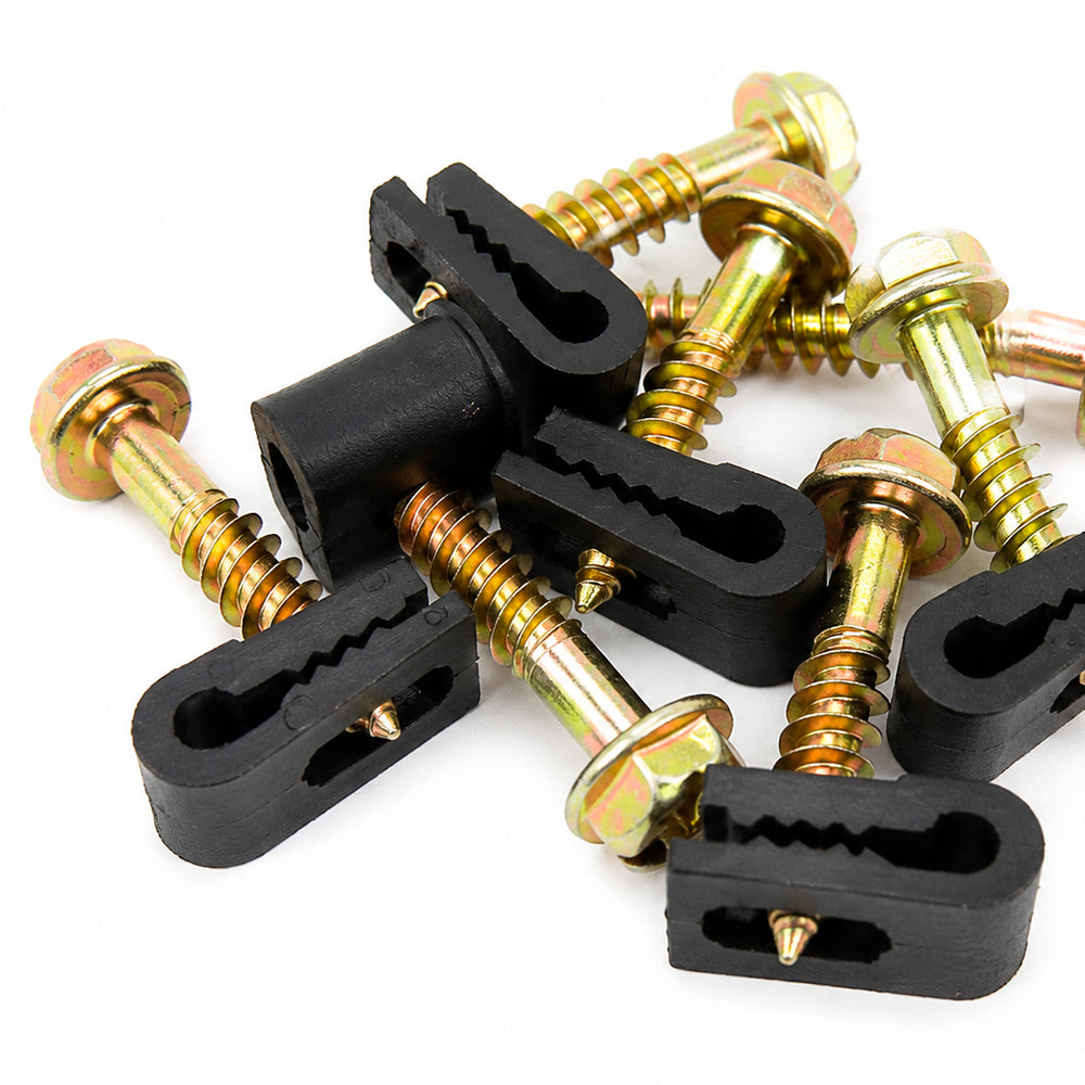 Steren Single 3MM Fiber "Grip-Clip" Cable Clip with Screws - UV Resistant, Black, 100-Pack