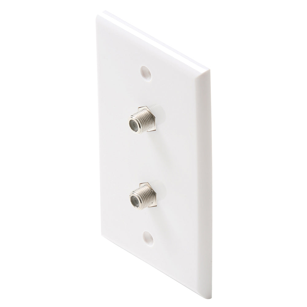 Steren White TV Wall Plate with 2-F81 Connector - High-Performance with Flush-Mount Design