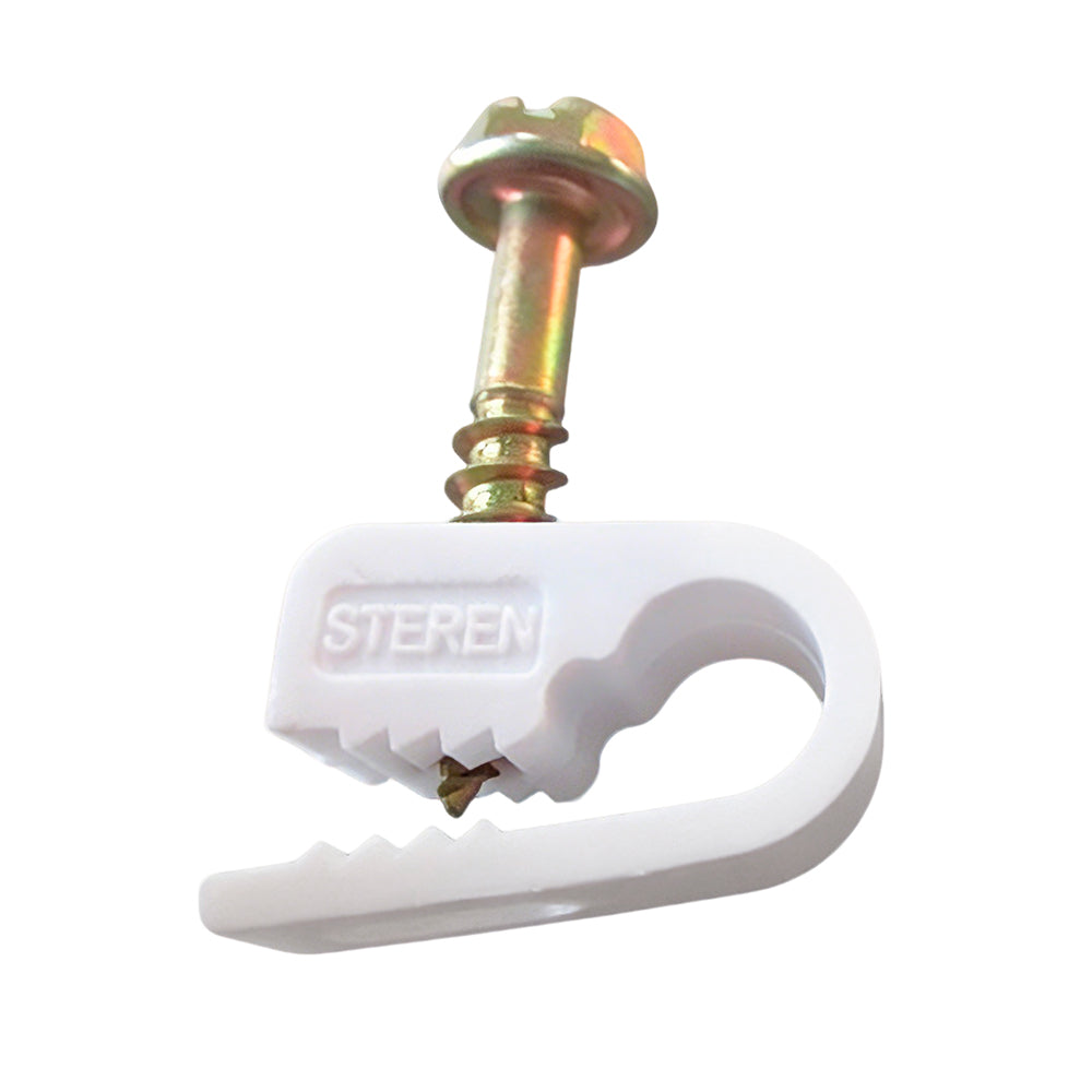 Steren Single White Grip-Clip Cable Mounting Clips -100 Pack