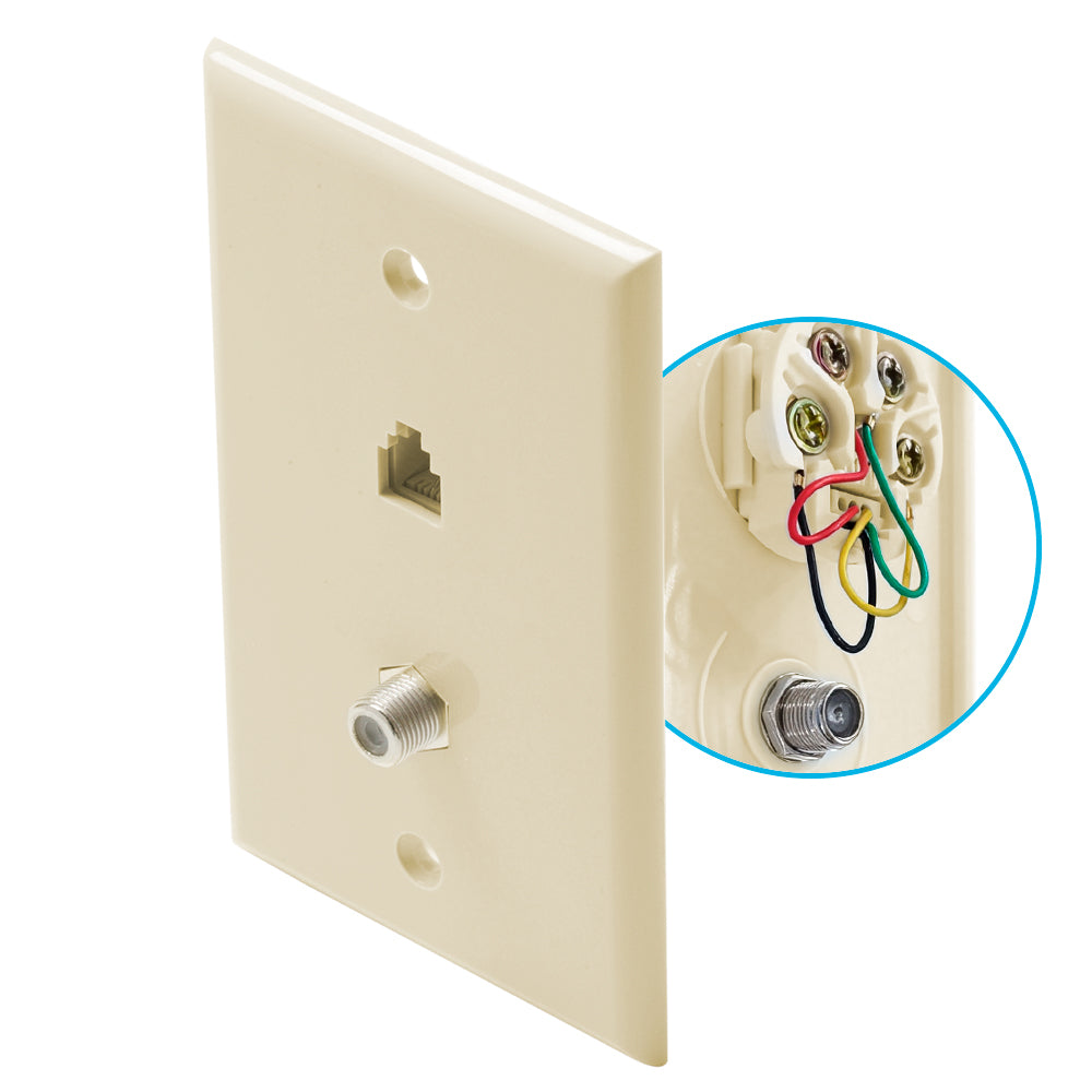 Steren Telephone 4C + 1-F81 Wall Plate Ivory | Enhanced Performance and Durability