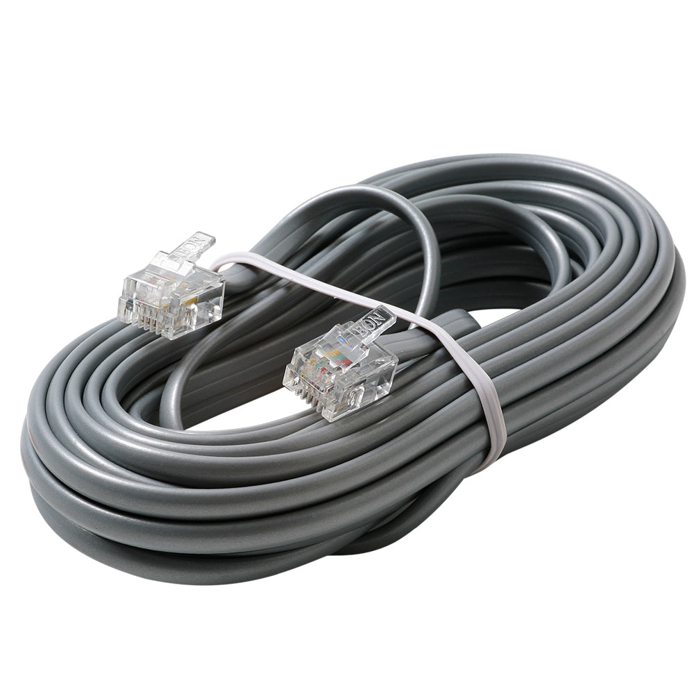 Steren 15ft 4C Modular Flat Telephone Line Cord - Silver