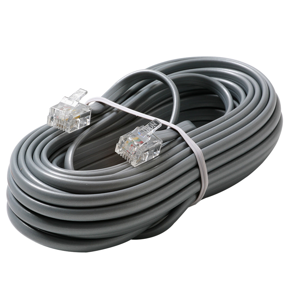 Steren 25ft 4C Modular Flat Telephone Line Cord - Silver