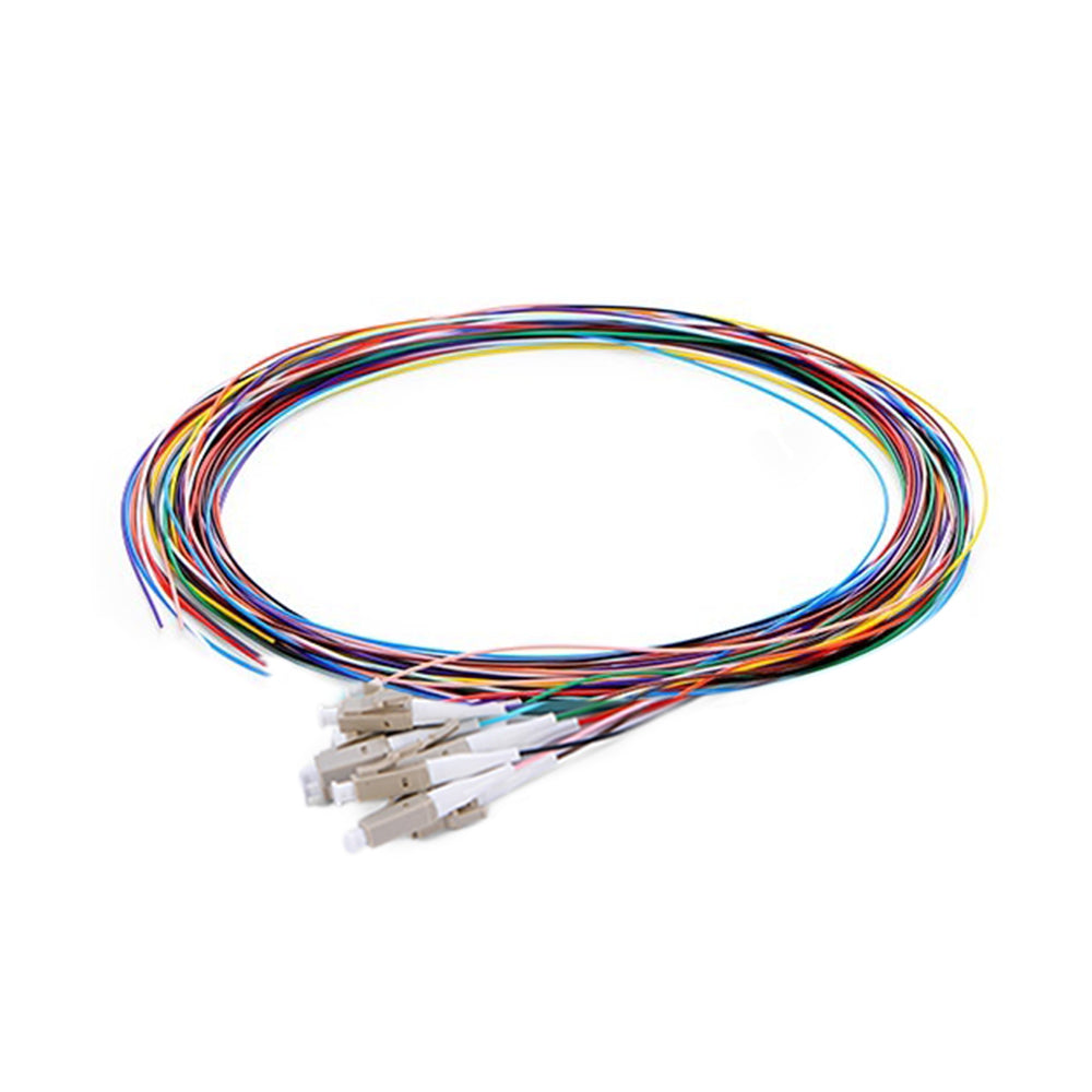 Pigtail MM OM3,  LC/UPC, 12 Core/Non Jacketed 0.9mm, 1Meter, LSZH, Multicolor