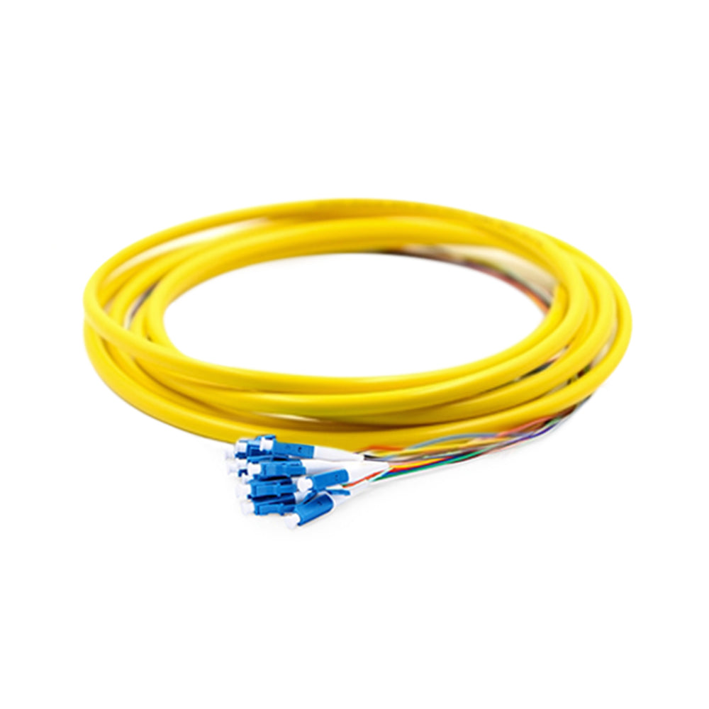 Pigtail SM G652D, Breakout, LC/UPC, 12 Core/Jacketed, 6.3mm round, 3Meter, OFNR, Yellow