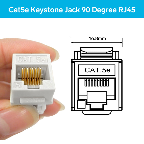 Steren Cat5e Keystone Jack 90 Degree RJ45 White