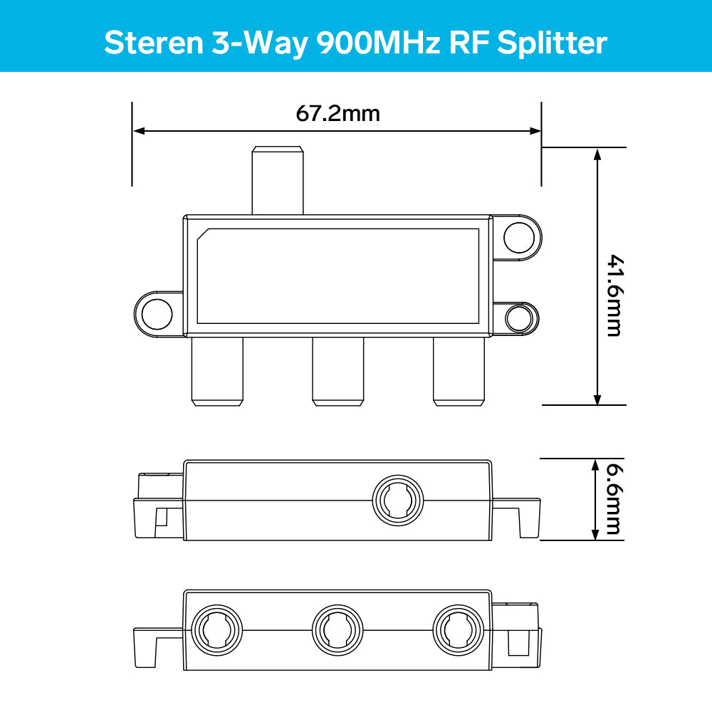 Spliter Matv Enhance your MATV setup with the Steren 3-Way 900MHz RF Splitter for