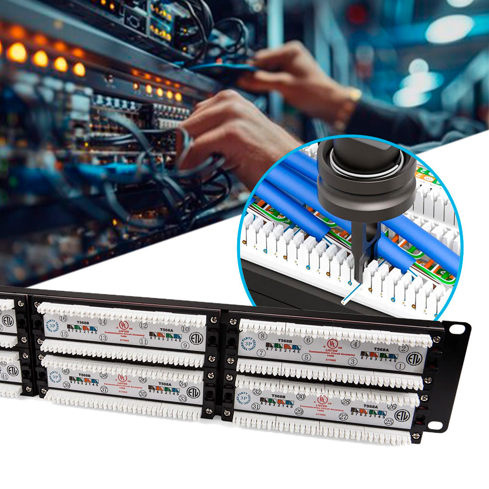 Steren 48-Port Cat6 Gigabit Patch Panel – Rack Mount, 350MHz, UL Liste