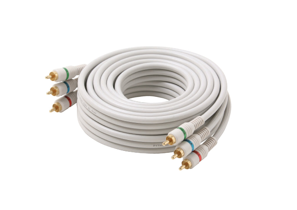 Steren 50ft 3-RCA Component Stereo Audio/Video Cable - Ivory - Red/White