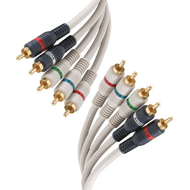 LOT OF 6229 Steren 12ft 5-RCA Component Video Ivory Cable for High-Definition Home Theater (RD, GR, BL, WH, RD) - 6229 TOTAL UNITS