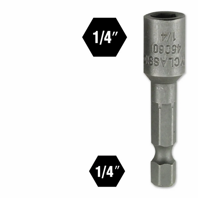 Ivy Classic 1/4" x 1-7/8" Magnetic Hex Nut Setter – Impact-Ready Chrome Vanadium Steel - 10 Pack Box
