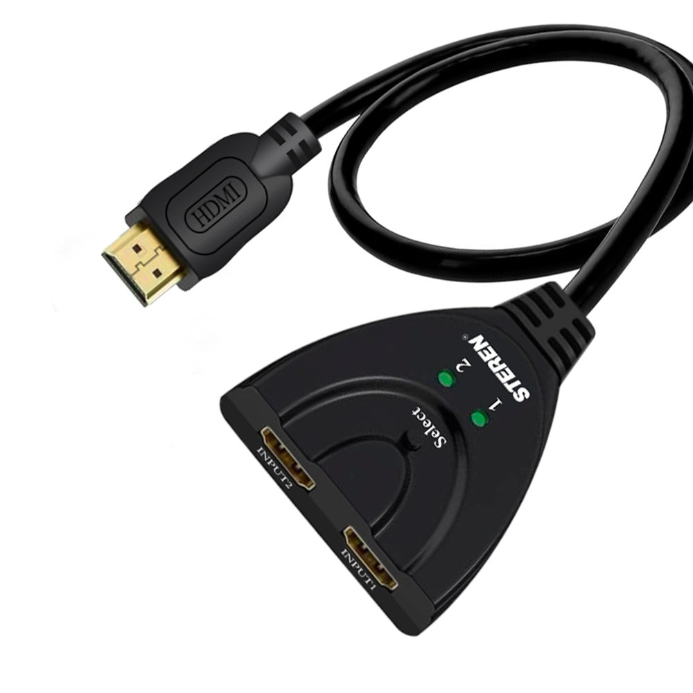 Steren 2-Port HDMI Switcher, Plug & Play HDMI Selector for TV, XBOX, Playstation, Streaming Devices, DVD's