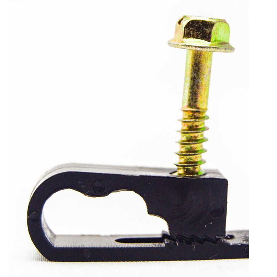Aska CX-2B Screw-In Dual RG6 Cable Clips - Black - 100-Pack