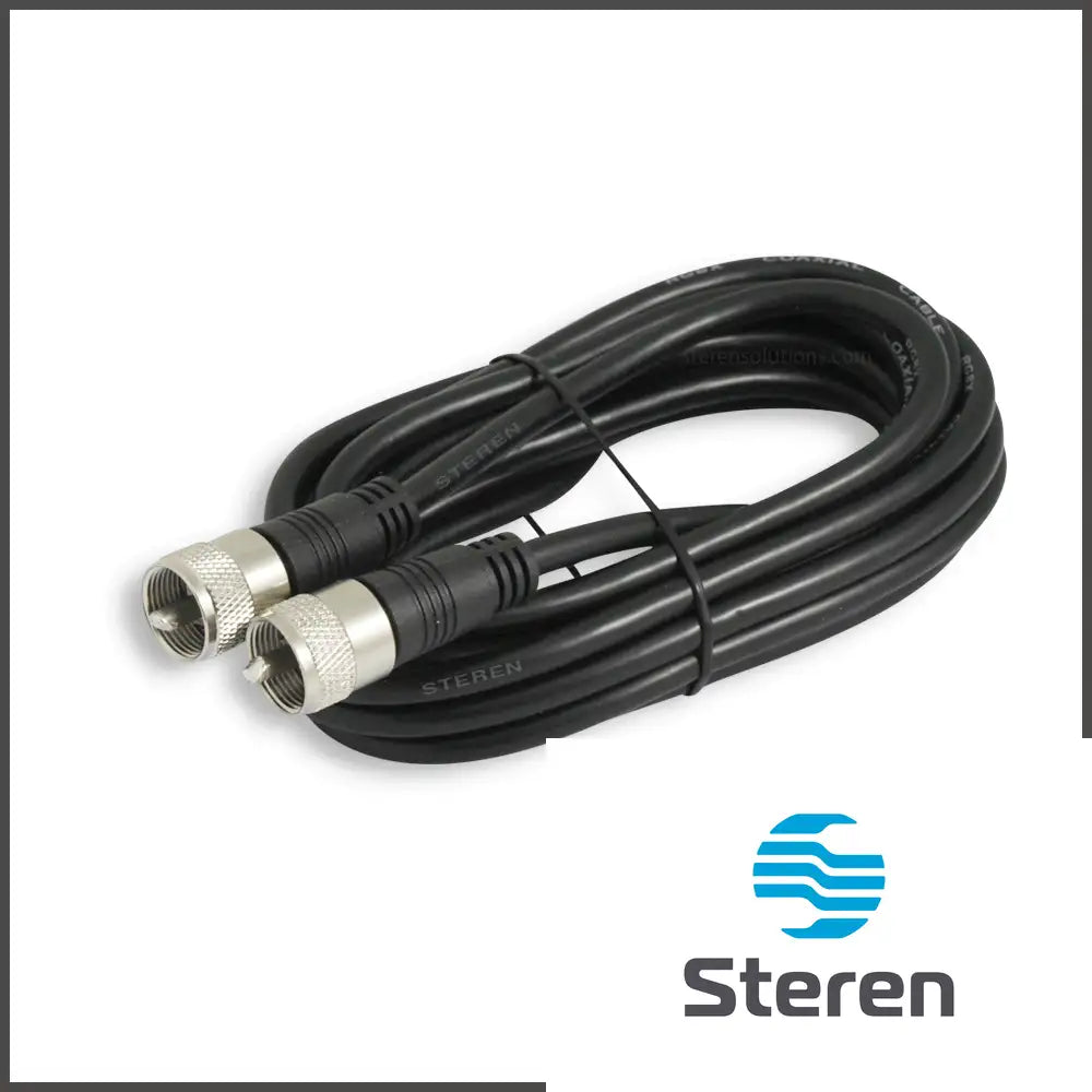 Steren Premium 12ft RG8X UHF Coaxial Cable - CB Antenna Cable with 50 Ohm for High-Powered Radio Applications