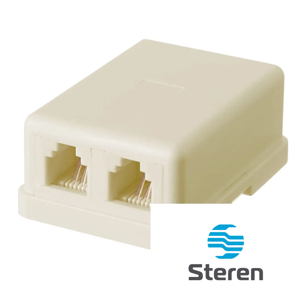 Steren Telephone 4C Dual Surface Jack, White - Seamless Phone Connectivity Solution -  300-146WH