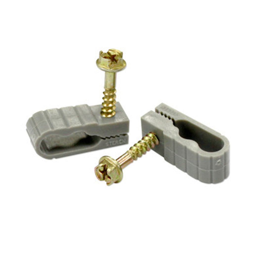 Steren Grip-Clip Dual Coaxial Cable Mounting Fastener Clips Gray - 100 Pack
