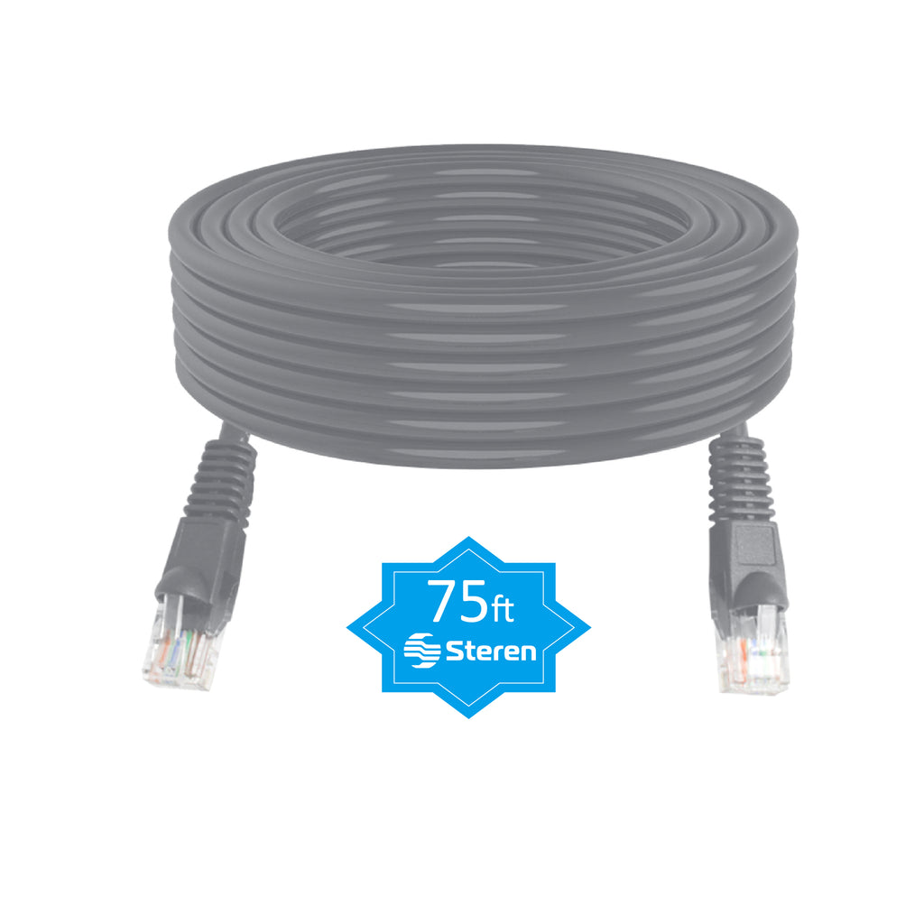 Steren 75ft Cat6 Patch Cord Snagless UTP cULus Molded Grey