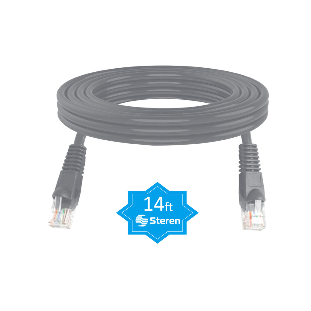 Steren 14ft Cat6 Patch Cord Snagless UTP cULus Molded Grey