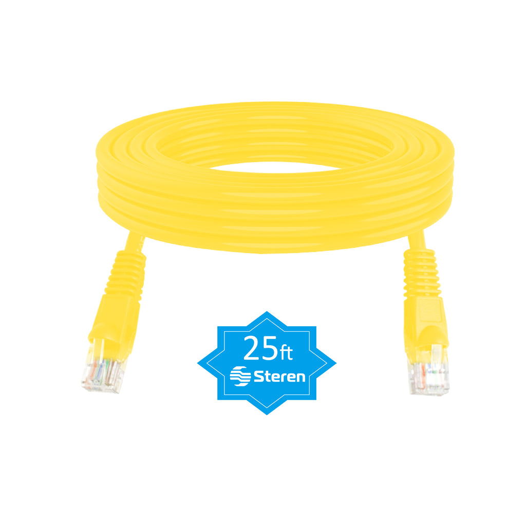 Steren 25ft Cat6 Patch Cord Snagless UTP cULus Molded Yellow