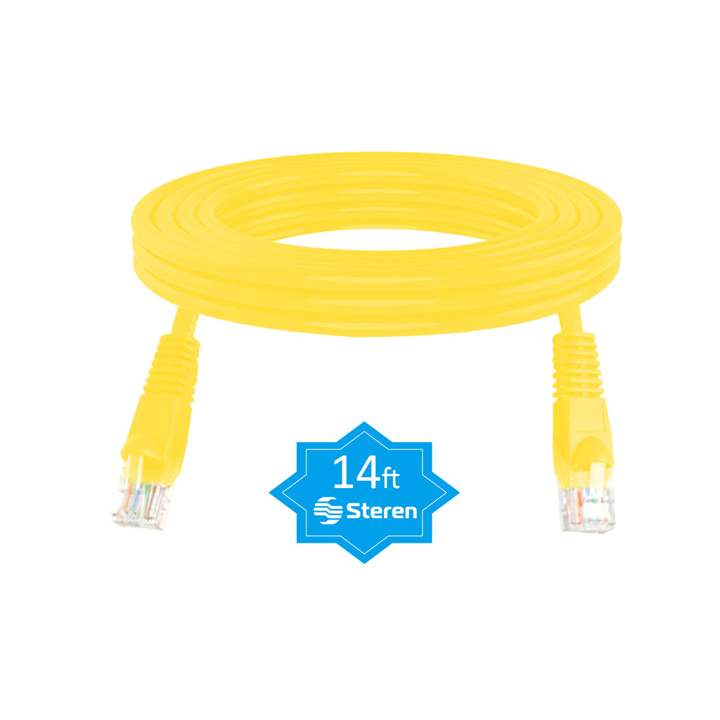 Steren 14ft Cat5e Ethernet Cable Internet, Molded, Snagless, UTP, cULus - Yellow